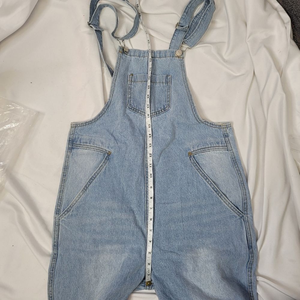 NEW Cider cropped light wash‎ wide leg overalls jeans M - Picture 8 of 10